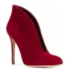 talon aiguille Bottines Gianvito Rossi Chaussures pour femmes en cachemire rouge Designer de luxe en cuir souple Orteils ronds 10,5 cm à talons hauts Fashion Boot 35-41