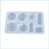 Moldes de resina moldes para j￳ias quadradas redondas Rec Rec Diy Kit de molde geom￩trico Sile Casting EPOXY UV Drop Deliver