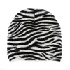 Striped Knit Hats Pullover Beanie Autumn Winter Headband Set Warm Black and White Elements Cow Wool Hat