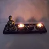 Candle Holders Buddha kadzidełka Lotus Zen Zen Garden Set TEA Light Holder Statue Ornament do wystroju domu