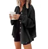 Damen-Shacket mit Waffelmuster, Boyfriend-Hemd, Jacke, Button-Down-Bluse, lockere Passform, Langarm-Oberteile