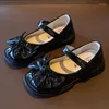 Chaussures plates noir enfants en cuir fille semelle souple princesse pour les enfants de l'école danse Performance robe Chaussure Fille 3-13T