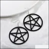 Dangle Chandelier Womens Punk Acrylic Big Star Dangle Earrings Gothic Black Large Five-Pointed Stars Round Drop Earring Fashion Stat Ot9Wc