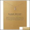Colliers pendentif Notes de musique classique colliers ras du cou avec carte or Sier pendentif collier pour mode femmes bijoux faire goutte Del Dhoxg