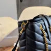 5A luxury bag bags Evening Women Shoulder Bag Handbag Black Leather Lady Purse Crossbody Bags Metal Chain Letter Hasp Large Capacity Envelope Messenger Clutch Walle