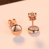 Pequeños y delicados pendientes de tuerca de plata s925 redondos de oro rosa, joyería de moda coreana, pendientes de temperamento, accesorios para mujer