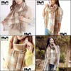 Écharpes Écharpe à carreaux Foulards pour temps froid Wraps Cachemire Womens Fashion Long Châle Big Grid Winter Warm Lattice Large Christmas Drop Dheac