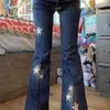 Jeans femininos waatfaak streetwear estrela y2k vintage cintura baixa calças de carga mãe denim colheita flare mulheres ascensão skinny 2000s bonito 220928