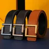 Designer Belt lyxiga kvinnor Mens b￤lten Fashion Classical Bronze Big Smooth Buckle Real Leather Strap 3,8 cm 6 F￤rg