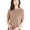 Örme Tişört için Kadın Sweaters Kısa Kollu Tasarımcı Lüks Üstler Kadın Giysileri Çizgili Moda Elbise Tee Sesli Femme2161
