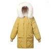 Frauen-Grabenmäntel 2022 Winterjacke Frauen Faux Pelz Kapuze Parka Weibliche Langarm Dicke Warme Schnee Tragen Mantel Mujer Stepp Tops