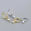 Stud￶rh￤ngen Pure 925 Silver Simple Pearl Small Women's Ear Hoops Gift For Women Luxury Korean Wedding Gotic Gold Fine Jewelry