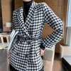 Women s Jackets Winter jacket Korean version with waist bag houndstooth woolen coat suit thick and loose 220929