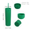 Wholesale 16oz Acrylic Tumblers Christmas Red Green Water Bottles With Straws Plastic Drinking Cups Double Insulated Glass BPA Free A12