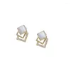 Boucles d'oreilles mode coréenne Simple carré opale moderne pour femmes, bijoux en Zircon brillant, accessoires de fête, cadeau de mariage, 2022