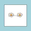 Stud Fashion Cute Baby Fried Eggs Stud Earrings Gold Alloy Cartoon Jewelry Funny Ear Studs Earring Women Accessories Drop Delivery 202 Dhkmc