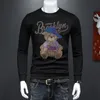 Sweter unisex popularny niedźwiedź dhinestone design bluzy aksamitne ciepłe mężczyźni ubrania miłośnicy miłośników zimowego pullover m-5xl