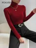 Suéteres para mujer NOOSGOP Basic Solid Colors Prendas de punto Slim Bottoms Elástico Jumper Tops Soft Knit Thin Autumn Turtleneck Pullover Suéter para mujer 220929