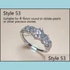 Устройство ювелирных изделий DIY Представленные жемчужные кольца настройки Shining S925 Sier Jewelry Ring для женщин Регулируемые свадебные аксессуары DERSE DEFE DHGW1