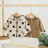 Jacken Dicke Mädchen Doppelseitige Jungen Oberbekleidung Brief Sport Mäntel Kinder Mit Kapuze Kinder Kleidung Polka Dot Trenchcoat Frühling 220928