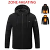 Vestes de chasse Vêtements en coton chauffés intelligents 4-11 zones Contrôle simple et double Thermostat de chauffage électrique USB Veste à capuche pour hommes