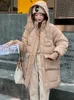 Damen Daunenparka Winter Damen Midlong Parkas Jacken Lässige Taschen Dicke warme Kapuzenmuster Mantel Weiblich Winter Outwear winddichte Jacke Parkas 220929