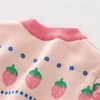 Pull jacquard fraise pour filles hiver bébé coton bas double couche épaissie haut