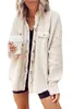 Damen-Shacket mit Waffelmuster, Boyfriend-Hemd, Jacke, Button-Down-Bluse, lockere Passform, Langarm-Oberteile