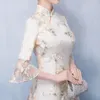 Casual jurken verbeterden cheongsam voor jonge meisjes stijl kleine geur moderne champagne jurk Chinese gewaad longue femme