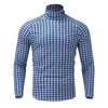 Mens Sweaters Fashion Men Turtleneck Long Sleeve Houndstooth Printed Slim Sweater Pullover Tops Casual Knitted Jumper Plus Size Pull Homme#35 220929