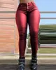 Calça feminina Spring Autumn Solid Faux PU Couro Mulheres Sexy Cantura Alta Bodycon Skinny Lápis Pant Streetwear Clube Festa de Festa