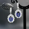 Necklace Earrings Set Wholesale Blue Austrian Crystal & Cubic Zircon Silver 925 Jewelry For Women Drop Ring