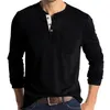 Mens Sweaters Stylish Pullover Top Men Tshirt Oversized Bottoming Tee Shirts Long Sleeve Buttons Crew Neck Solid Color Pullover Mens Tshirts 220929