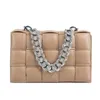 حقائب نسائية من Luxurys Handbags Fashion Woven Small Square Bag Chain Diagonal Cross Bag Portable Lady
