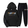 남자 Tracksuits 새로운 스포츠 TRAPSTAR 의류 남성과 여성 따뜻한 두 세트의 느슨한 까마귀 인쇄 운동복 바지 까마귀 세트 운동복 쿠데타 G220928