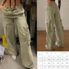 Calça feminina Y2K Roupas de tamanho grande Coloque a cintura baixa pára -quedar
