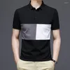 Men's Polos Patchwork Color Block Polo Shirt Men Casual Short Sleeve Shirts Breathable 2022 Summer Fashion Tees Tops Male Cotton HA100