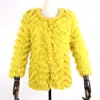 Womens Fur Faux Real Knitted Rabbit coat jacket Fashion stripe sweater Lady Natural Wedding Party Wholesale 220929