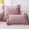 Kudde Pure Color Pillow Case Elegant Ruffle Design Coevr Suede Lumbal Cover Home Decorative Soffa Throw