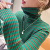 Women's Sweaters Autumn And Winter Striped High-neck Bottoming Shirt Sweater Women Korean Temperament Piled Pile Collar Soft Waxy Inner Top