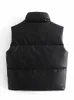 Damesvesten traf dames mode lederen katoenen pocket gewatteerde vest vintage mouwloze vrouwelijke bovenkleding streetwear 220928