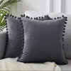 Cuscino Fodera in morbido velluto Pom-poms Cuscini decorativi quadrati di lusso con palline per divano letto Car Home Throw