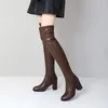 Stiefel Frauen Socke Kniehohe 2022 Sexy Over The Slim Stretch Stoff Winter Plattform Heels Lange Schuhe Große Größe 43