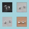 Stud 925 Sterling Sier Mini Crown Ear Studs for Girls Children Gioielli Bravo buon amico per le orecchie carine Regali di compleanno Dropse Giorne Dhbnz