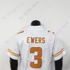 coe1 2022 Nieuw NCAA Texas Longhorns Voetbalshirt 3 Quinn Ewers College Wit Maat Jeugd Volwassen