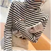 Women's Sweaters Autumn And Winter Striped High-neck Bottoming Shirt Sweater Women Korean Temperament Piled Pile Collar Soft Waxy Inner Top