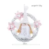 Decorative Flowers Christmas White Angel Wreath Vine Ring Pink Door Hanging Tree Pendant Ornaments