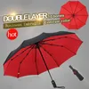 Umbrellas Windproof Double Automatic Folding Umbrella Female Male Ten Bone Car Luxury Large Business Men Rain Women Gift Parasol 220929