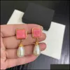 Charme Marque Or Jaune Couleur Mode Bijoux Femme Perles Boucles D'oreilles Rose Fête Haute Qualité Goutte D'eau Studing Bijoux Livraison 2021 Otepb