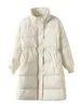 Mujeres abajo Parkas Lagabogy invierno soporte cuello largo mujeres pato blanco abajo chaqueta femenina suelta a prueba de viento caqui parka gruesa abrigo de nieve cálido 220929